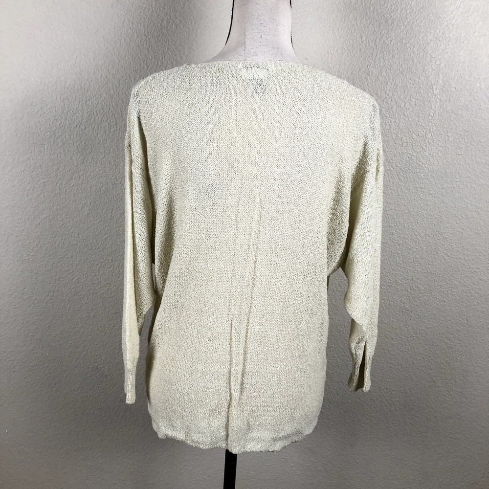Campus Casuals Shirt Sweater Womens Large Off White Knit Loose Neck Sheer Casual - Picture 9 of 16